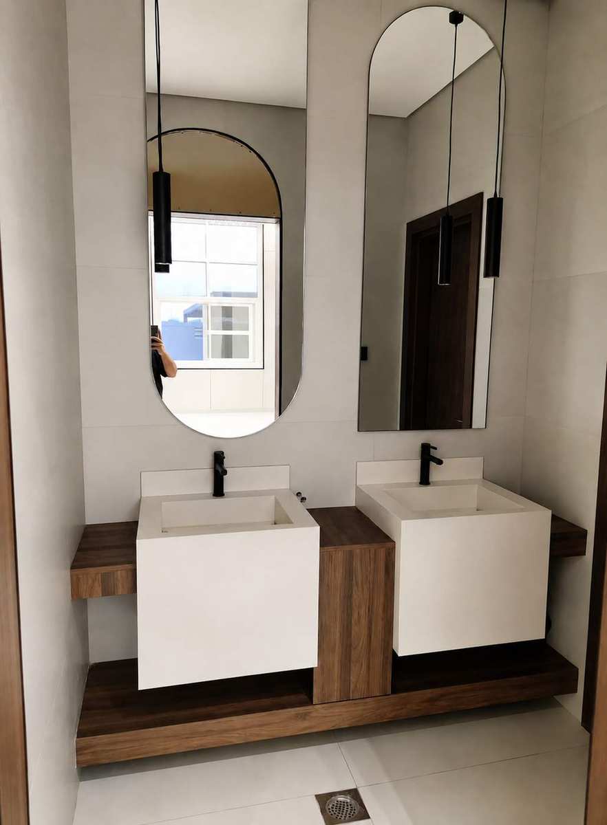 Twin arched mirror vanity